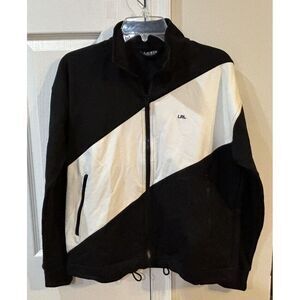 Lauren Ralph Lauren Women's Active Wear Jacket Sz M Black White Full Zip Pockets